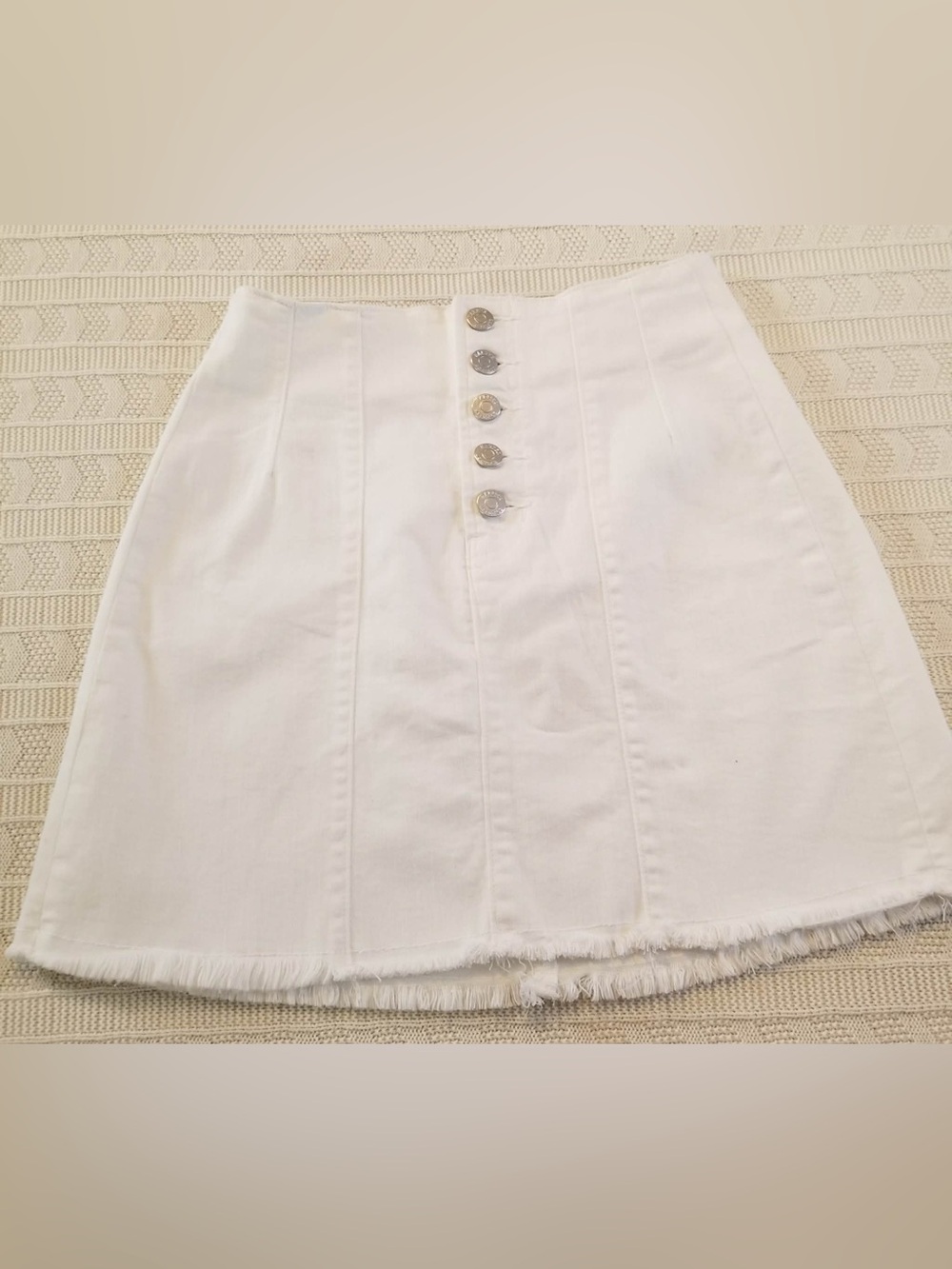 Harper Heritage High-Rise White A-Line Button-Front Denim Skirt